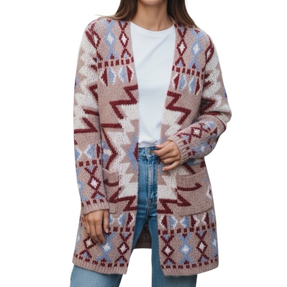 Savanna Jane Aztec Knit Midi Cardigan Western Cowichan Small